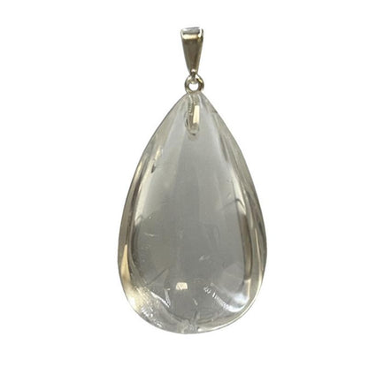 Pendentif cristal de roche Brésil A goutte acier inoxydable