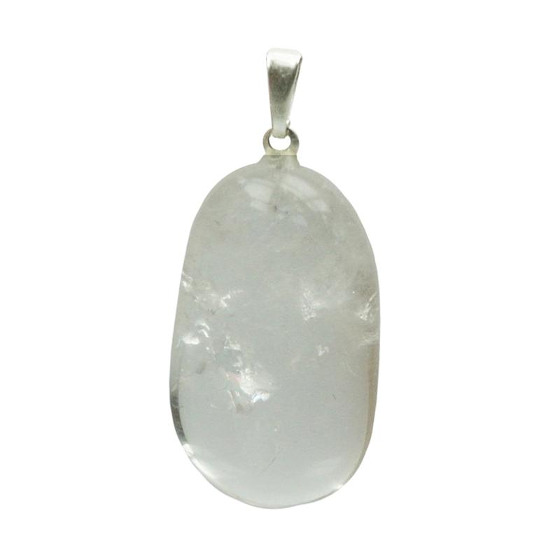 Pendentif cristal de roche Brésil A pierre roulée boucle argent 925