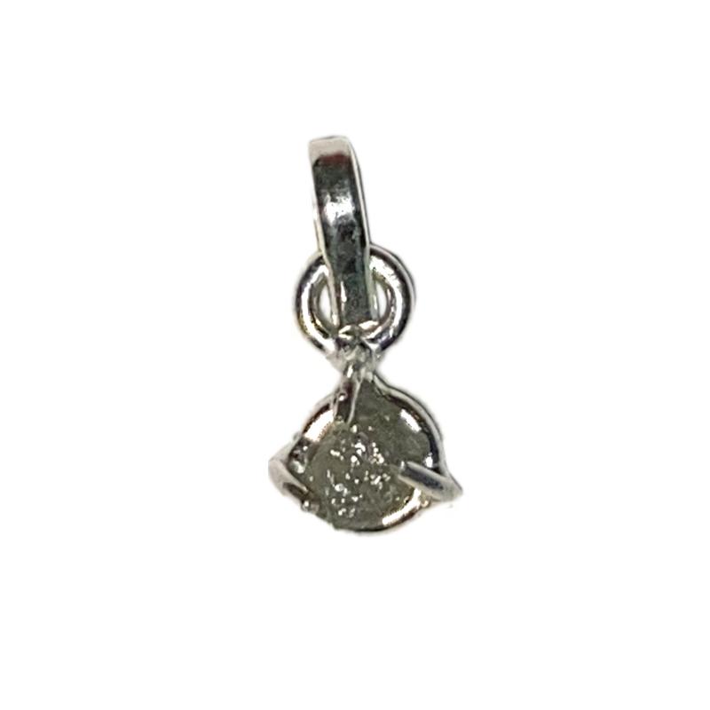 Pendentif diamant brut boucle argent 925