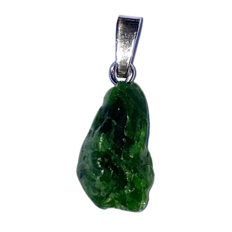 Pendentif diopside chrome Brésil A brute boucle argent 925