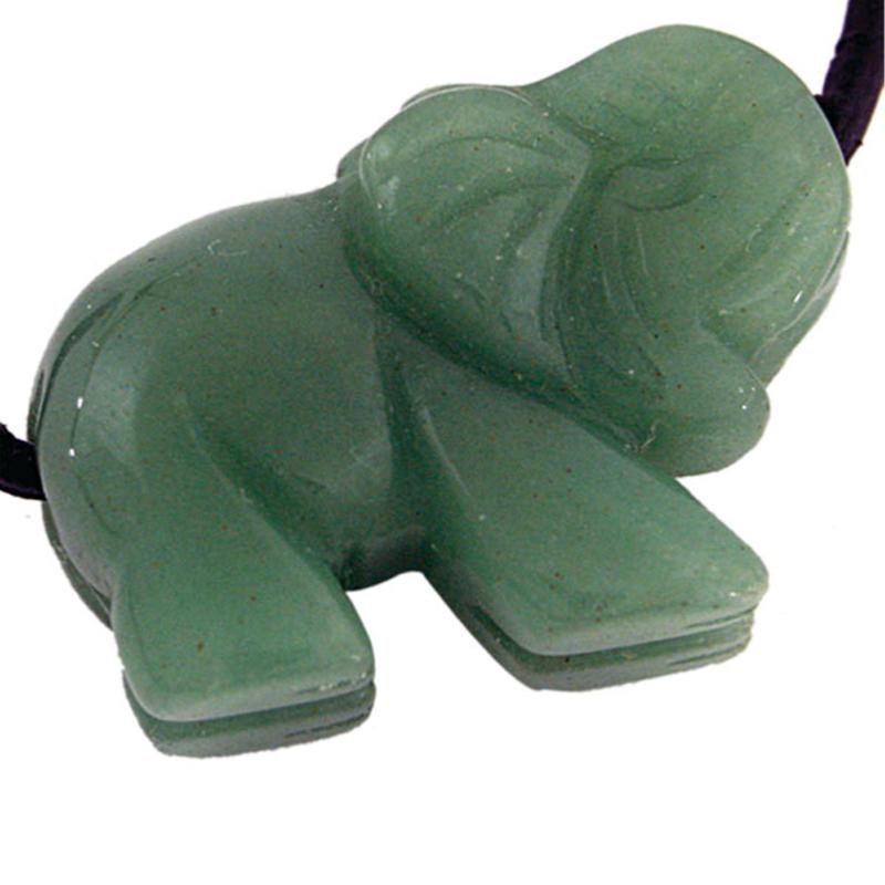 Pendentif éléphant 25mm aventurine verte Brésil A