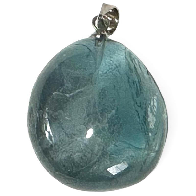 Pendentif fluorine bleue vert Chine AA (pierre roulée)