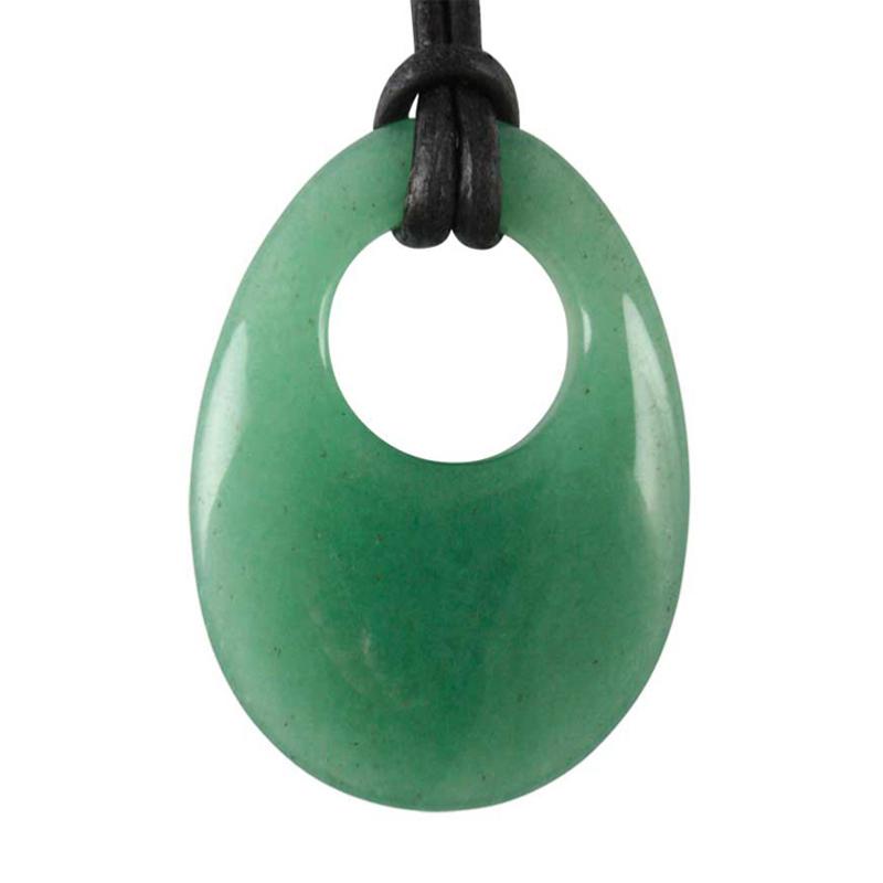 Pendentif &quot;GoGo&quot; aventurine verte + cordon 