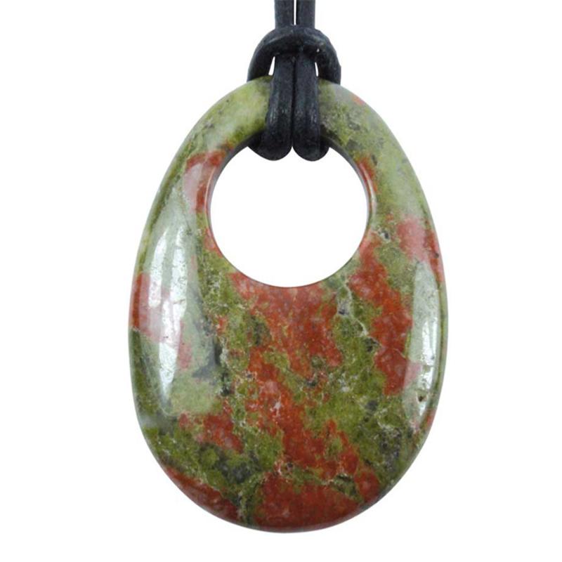 Pendentif &quot;GoGo&quot; unakite + cordon