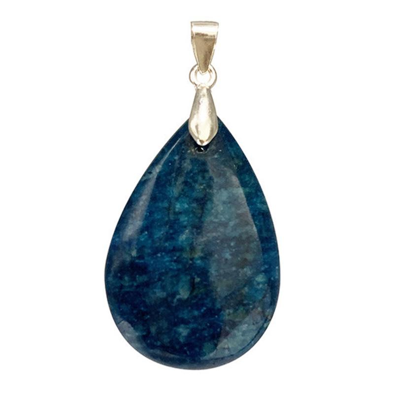 Pendentif apatite bleue Madagascar A goutte argent 925