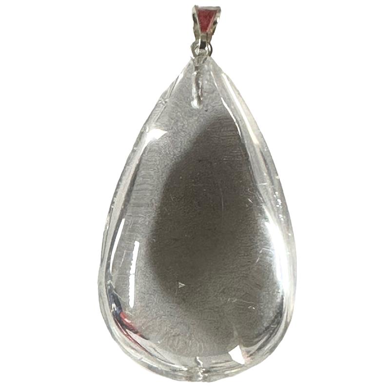 Pendentif cristal de roche Brésil A goutte acier inoxydable