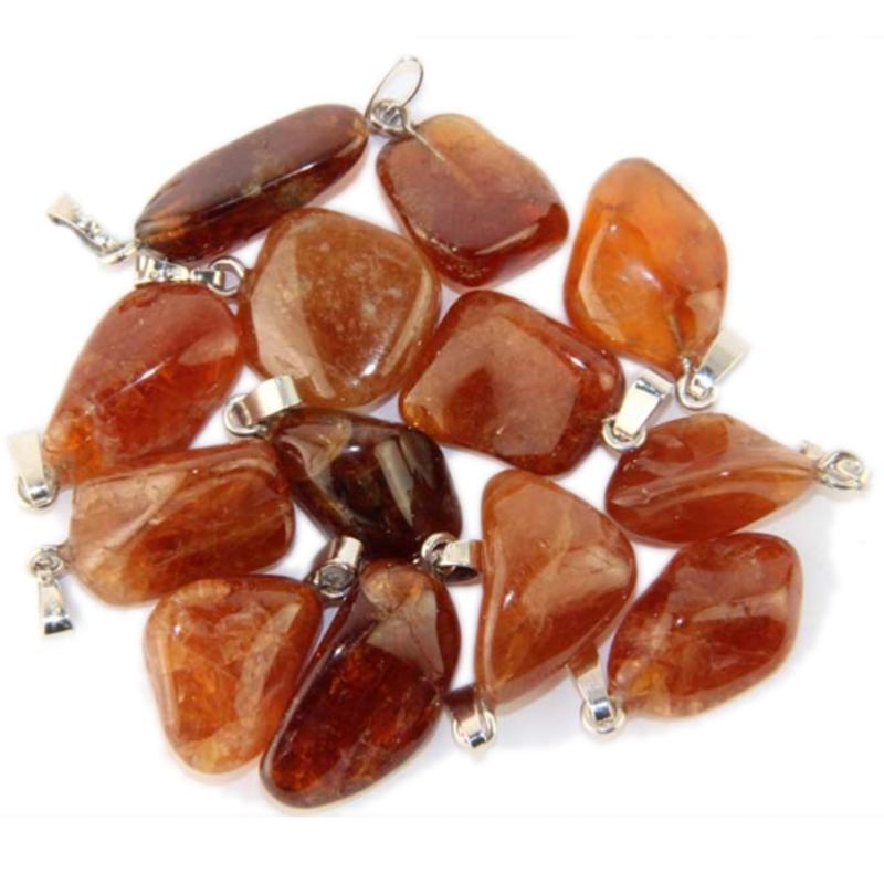 Pendentif grenat brun hessonite Etats-Unis A pierre roulée boucle argent 925