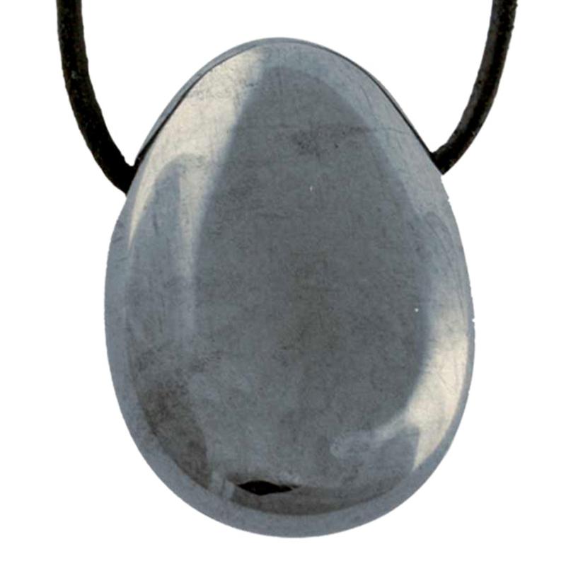 Pendentif Hématite Chine A (pierre trouée) + cordon