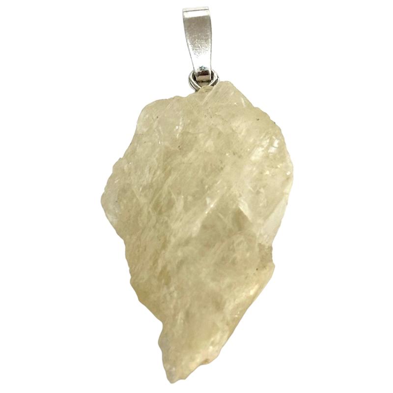 Pendentif kunzite verte brute (Hiddenite) Brésil AA argent 925