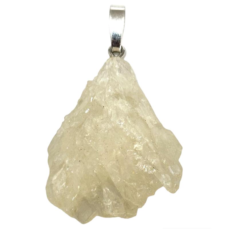 Pendentif kunzite verte brute (Hiddenite) Brésil AA argent 925