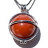 Pendentif boule jaspe rouge Afrique du Sud A dans cage acier inoxydable