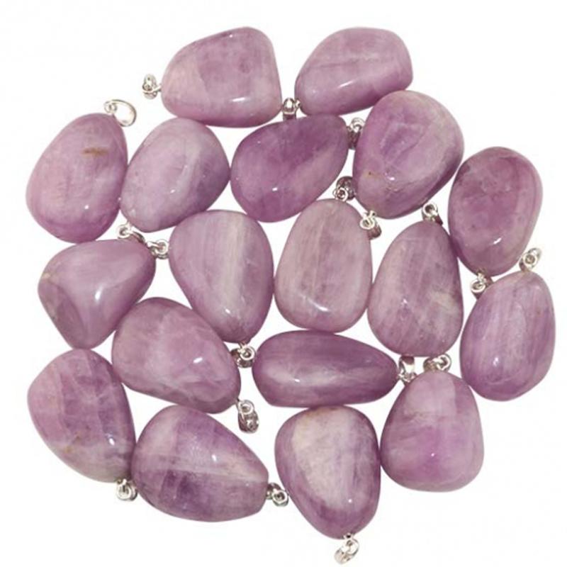 Pendentif kunzite Brésil A pierre roulée boucle argent 925