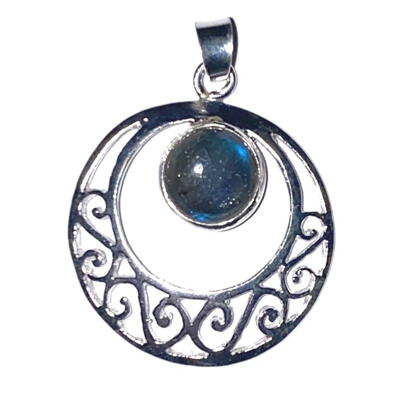 Pendentif labradorite Madagascar AA argent 925