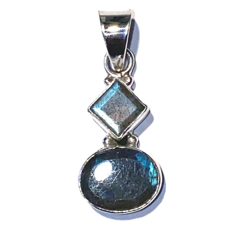 Pendentif labradorite Madagascar AA argent 925