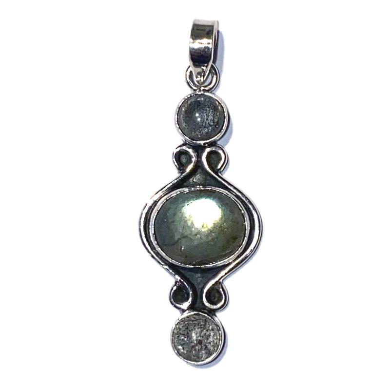 Pendentif labradorite Madagascar AA argent 925