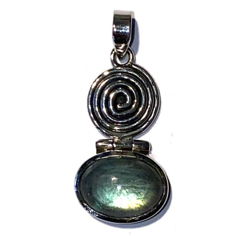 Pendentif labradorite Madagascar AA argent 925