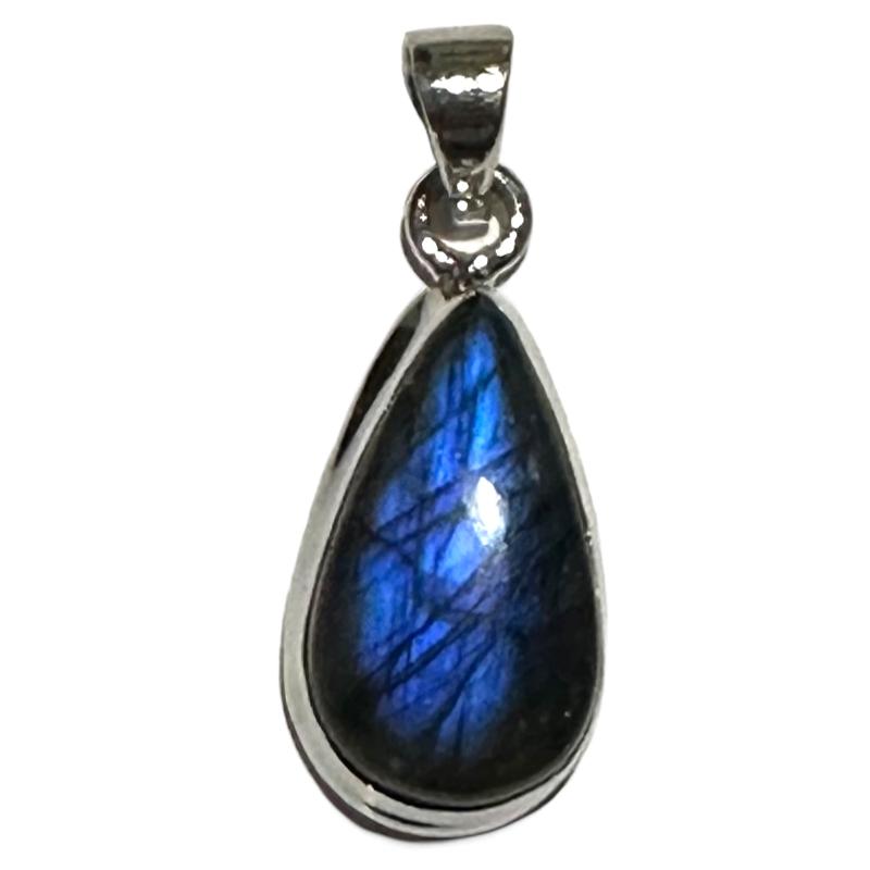 Pendentif labradorite Madagascar AAA argent 925 