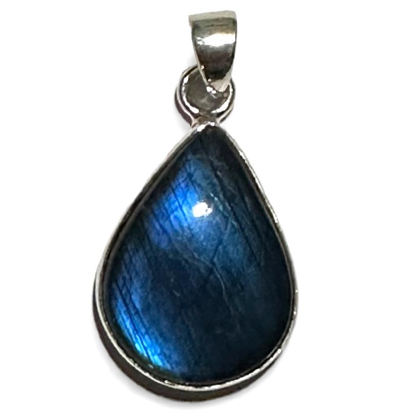 Pendentif labradorite Madagascar AAA argent 925 