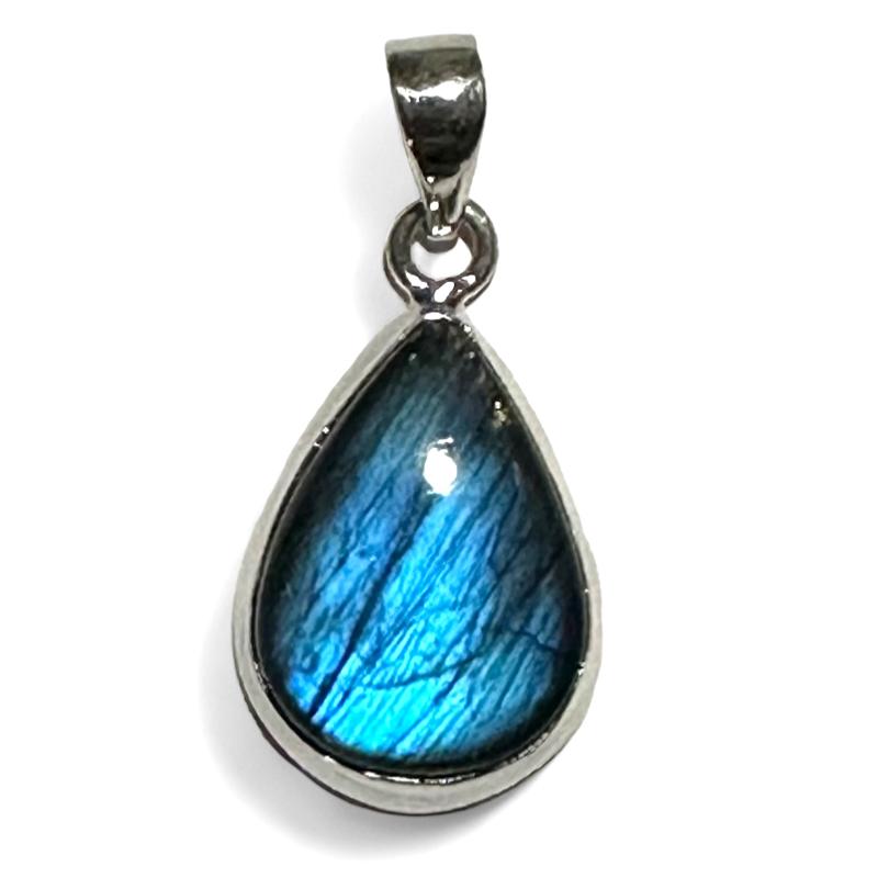 Pendentif labradorite Madagascar AAA argent 925 