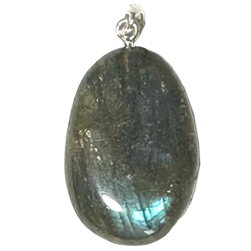 Pendentif labradorite Madagascar A pierre roulée boucle argent 925