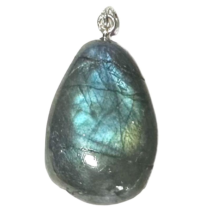 Pendentif labradorite Madagascar A pierre roulée boucle argent 925