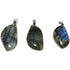 Pendentif labradorite Madagascar AA grand modèle (pierre percée) acier