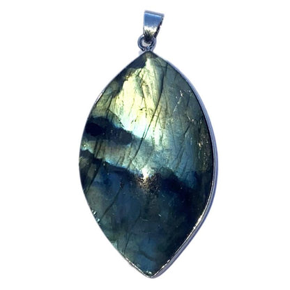 Pendentif labradorite forme libre sertie acier inoxydable