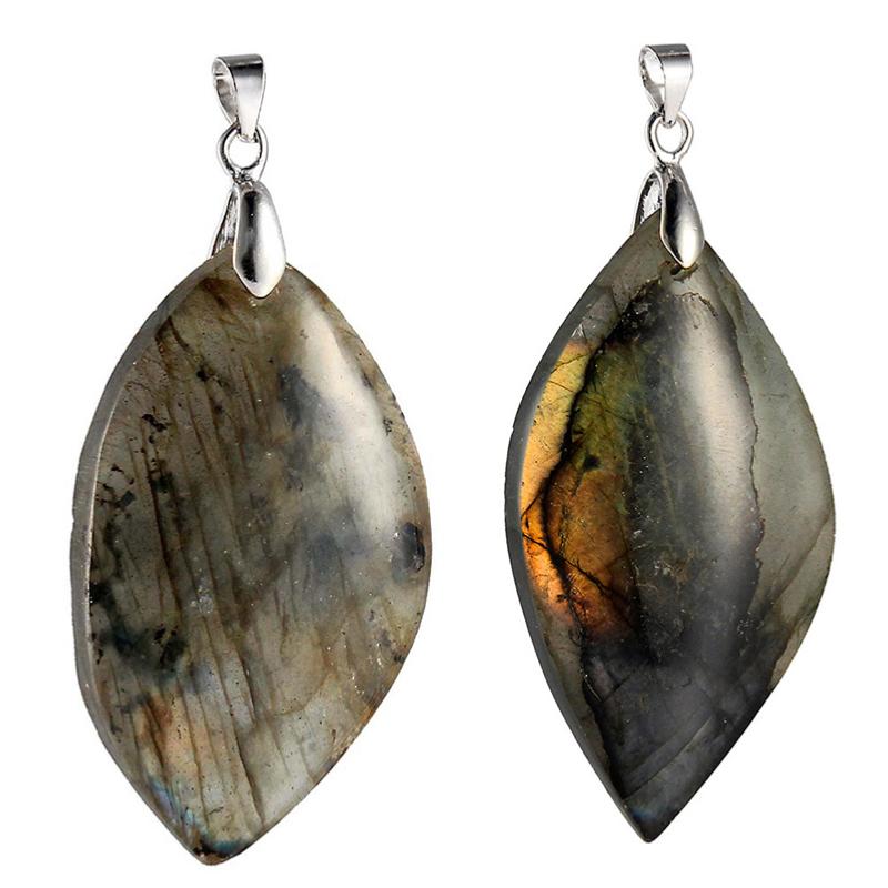 Pendentif labradorite forme libre acier inoxydable