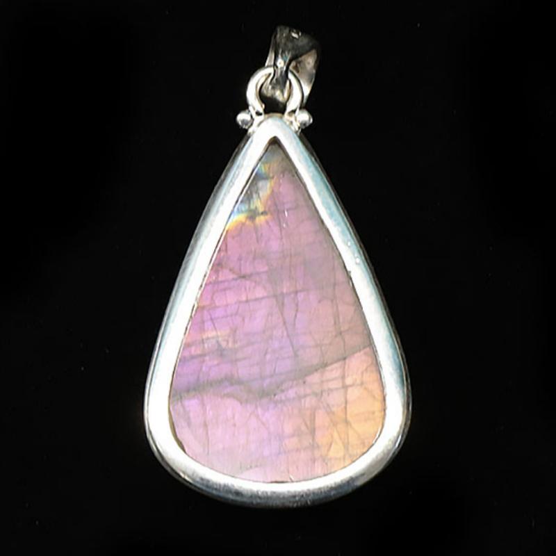 Pendentif labradorite violette Madagascar AA+ argent 925