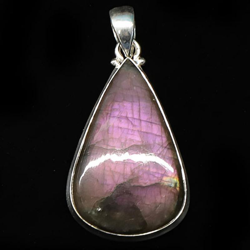 Pendentif labradorite violette Madagascar AA+ argent 925