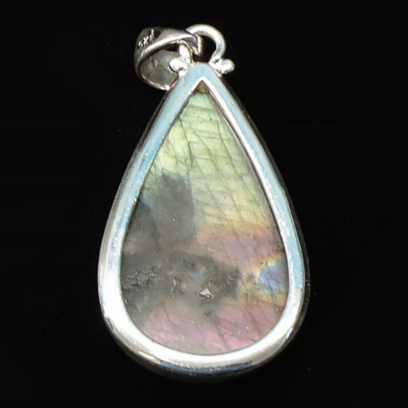 Pendentif labradorite violette Madagascar AA+ argent 925 