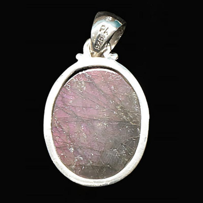 Pendentif labradorite violette Madagascar AA+ argent 925 