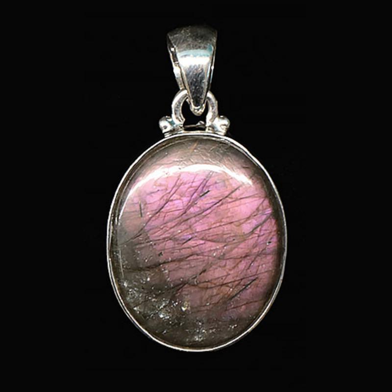 Pendentif labradorite violette Madagascar AA+ argent 925 