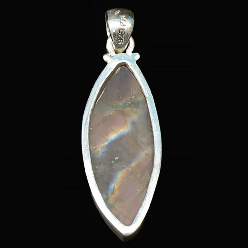 Pendentif labradorite violette Madagascar AA+ argent 925 