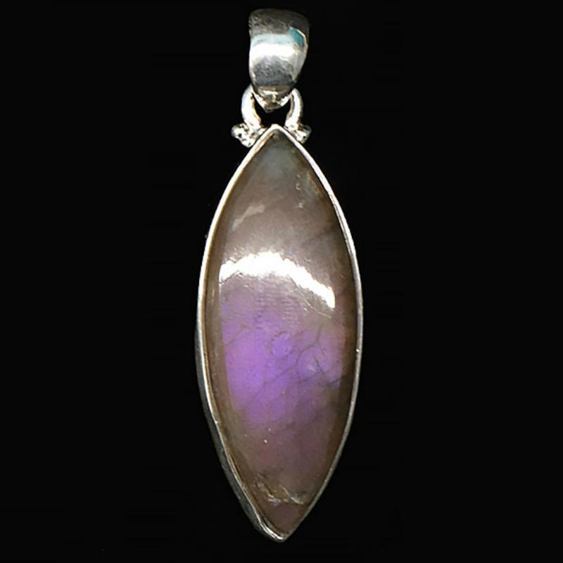 Pendentif labradorite violette Madagascar AA+ argent 925 