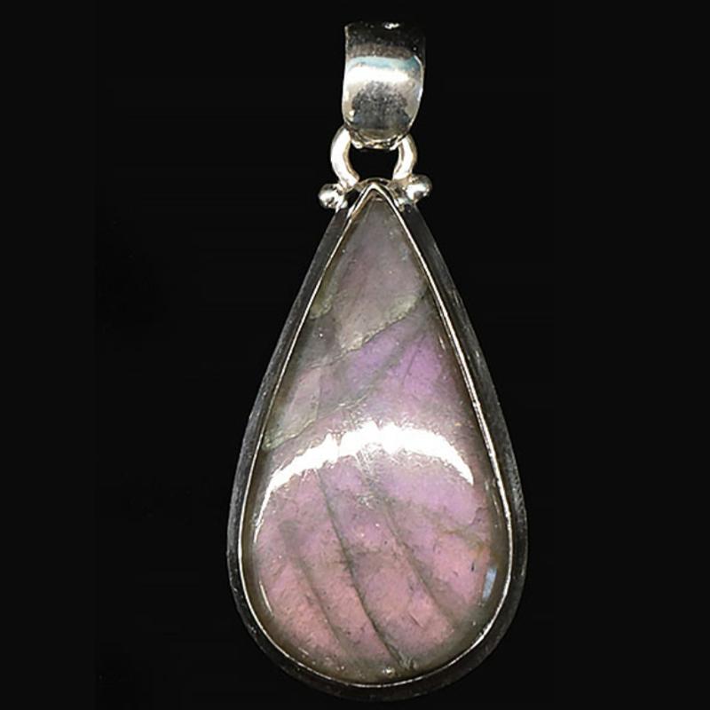 Pendentif labradorite violette Madagascar AA+ argent 925 