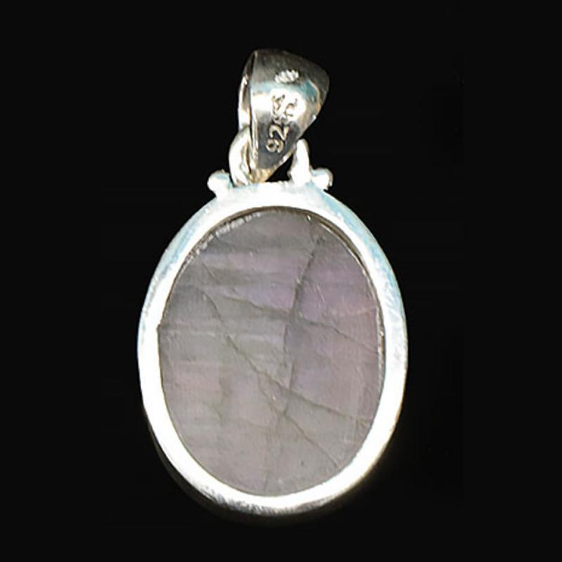 Pendentif labradorite violette Madagascar AA+ argent 925 