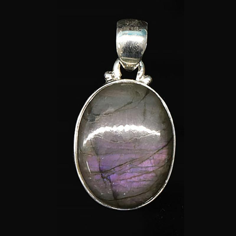 Pendentif labradorite violette Madagascar AA+ argent 925 