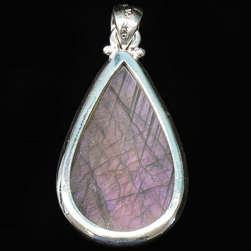 Pendentif labradorite violette Madagascar AA+ argent 925 