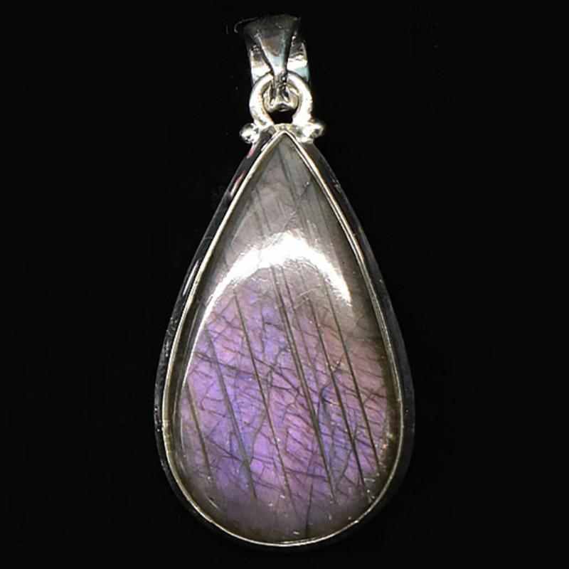 Pendentif labradorite violette Madagascar AA+ argent 925 