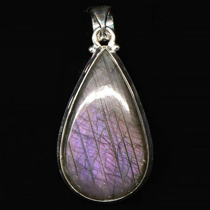 Pendentif labradorite violette Madagascar AA+ argent 925 