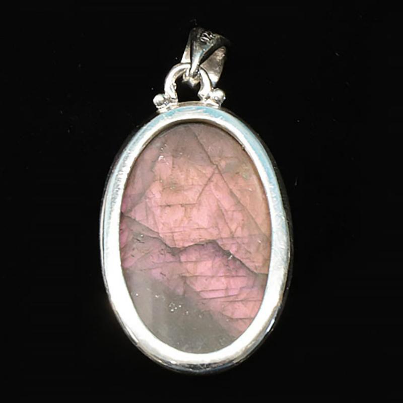 Pendentif labradorite violette Madagascar AA+ argent 925 