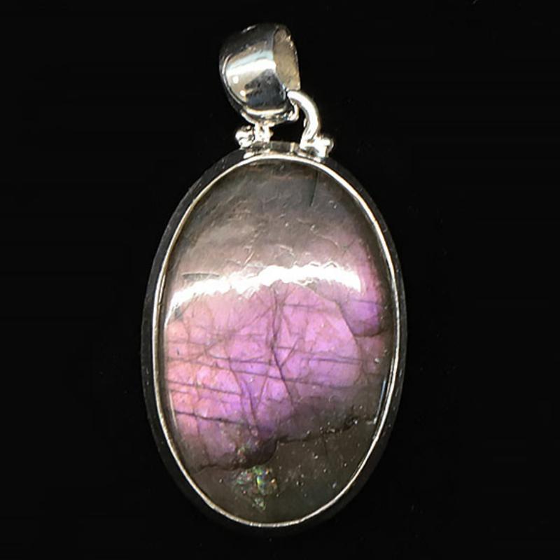 Pendentif labradorite violette Madagascar AA+ argent 925 