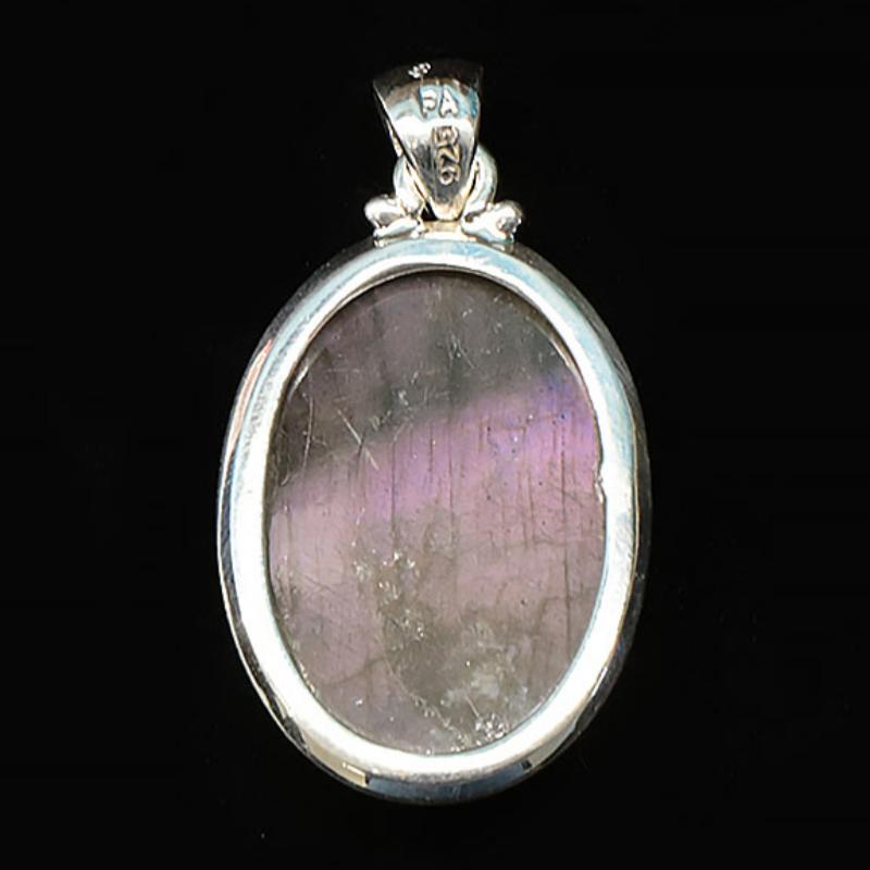 Pendentif labradorite violette Madagascar AA+ argent 925 