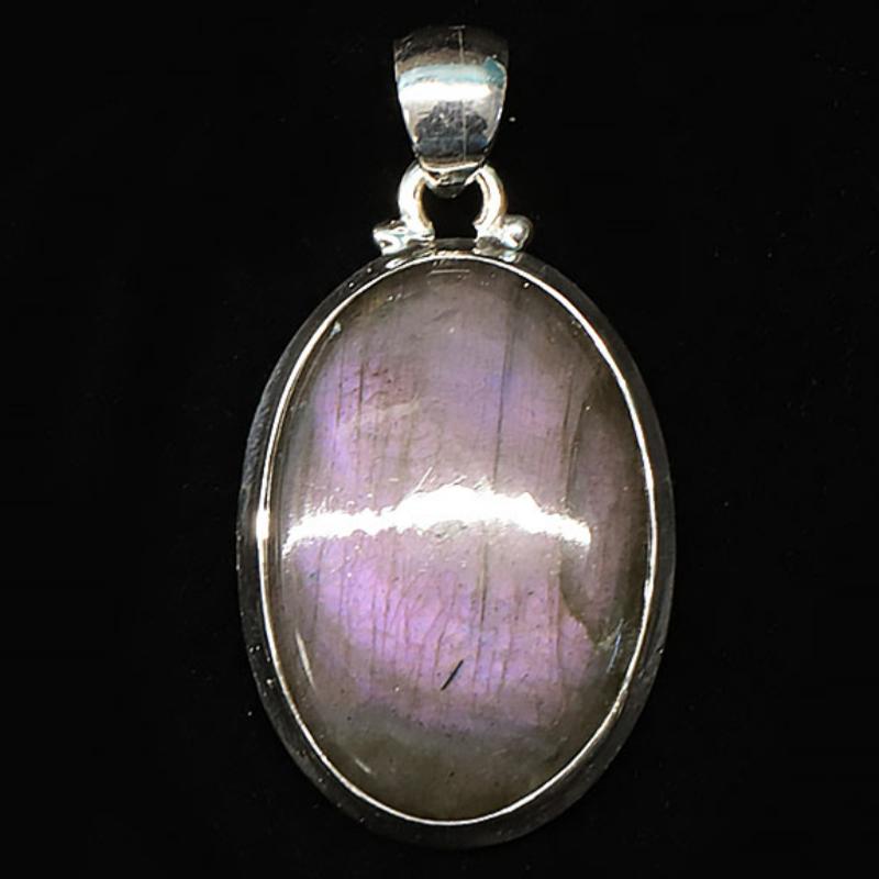 Pendentif labradorite violette Madagascar AA+ argent 925 