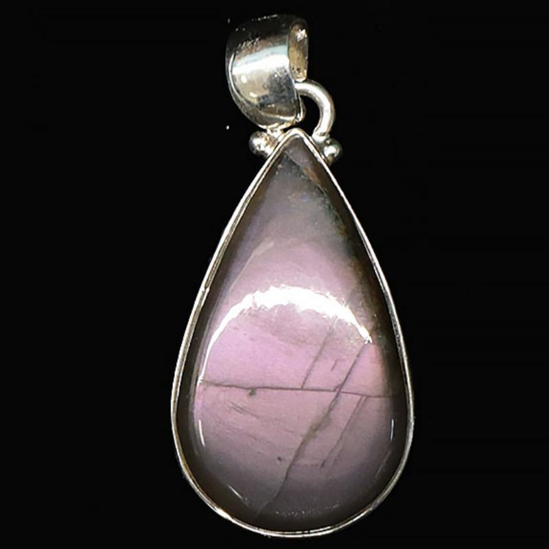 Pendentif labradorite violette Madagascar AA+ argent 925 