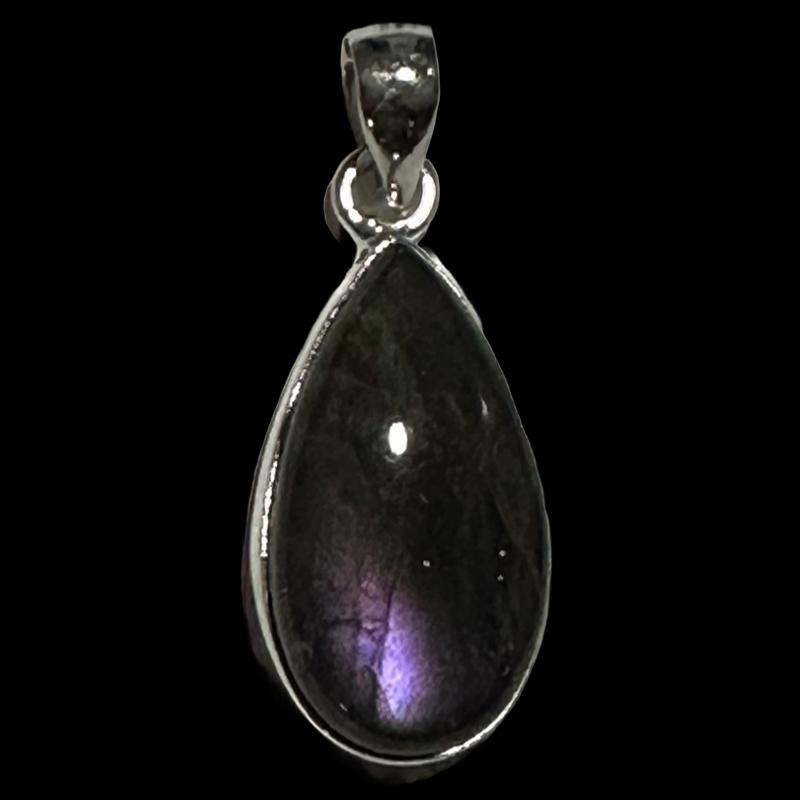 Pendentif labradorite violette Madagascar AAA argent 925 