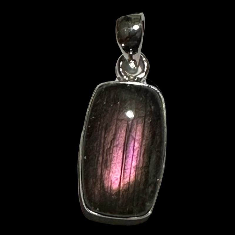 Pendentif labradorite violette Madagascar AAA argent 925 