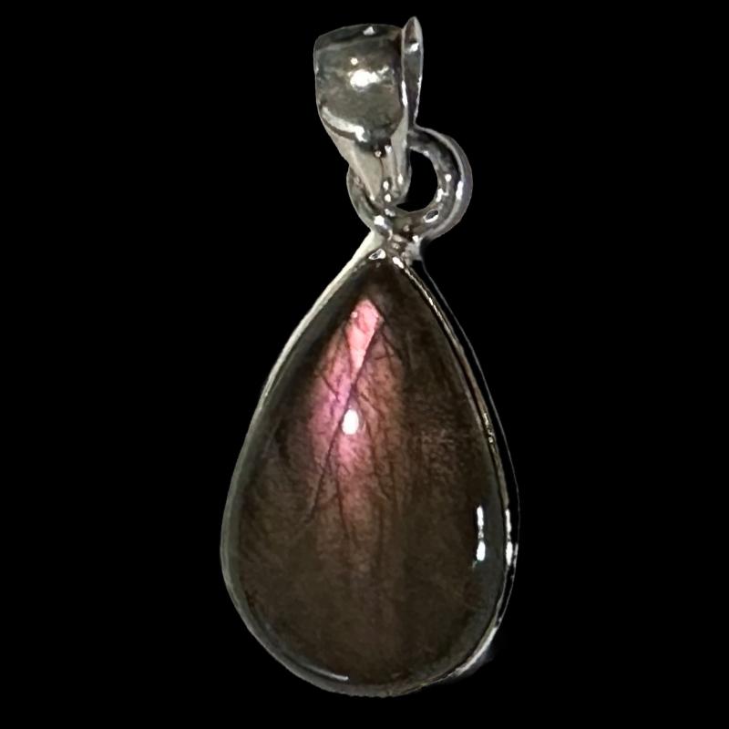 Pendentif labradorite violette Madagascar AAA argent 925 