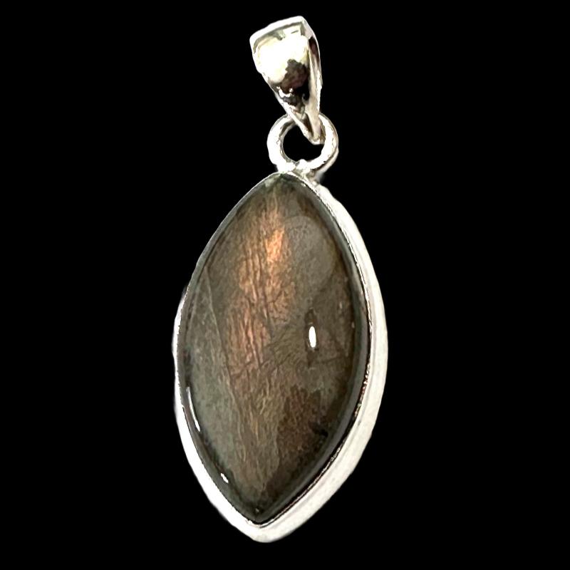 Pendentif labradorite violette Madagascar AAA argent 925 